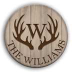 Personalized Rustic Country Family Name Deer Antlers Wood Sign