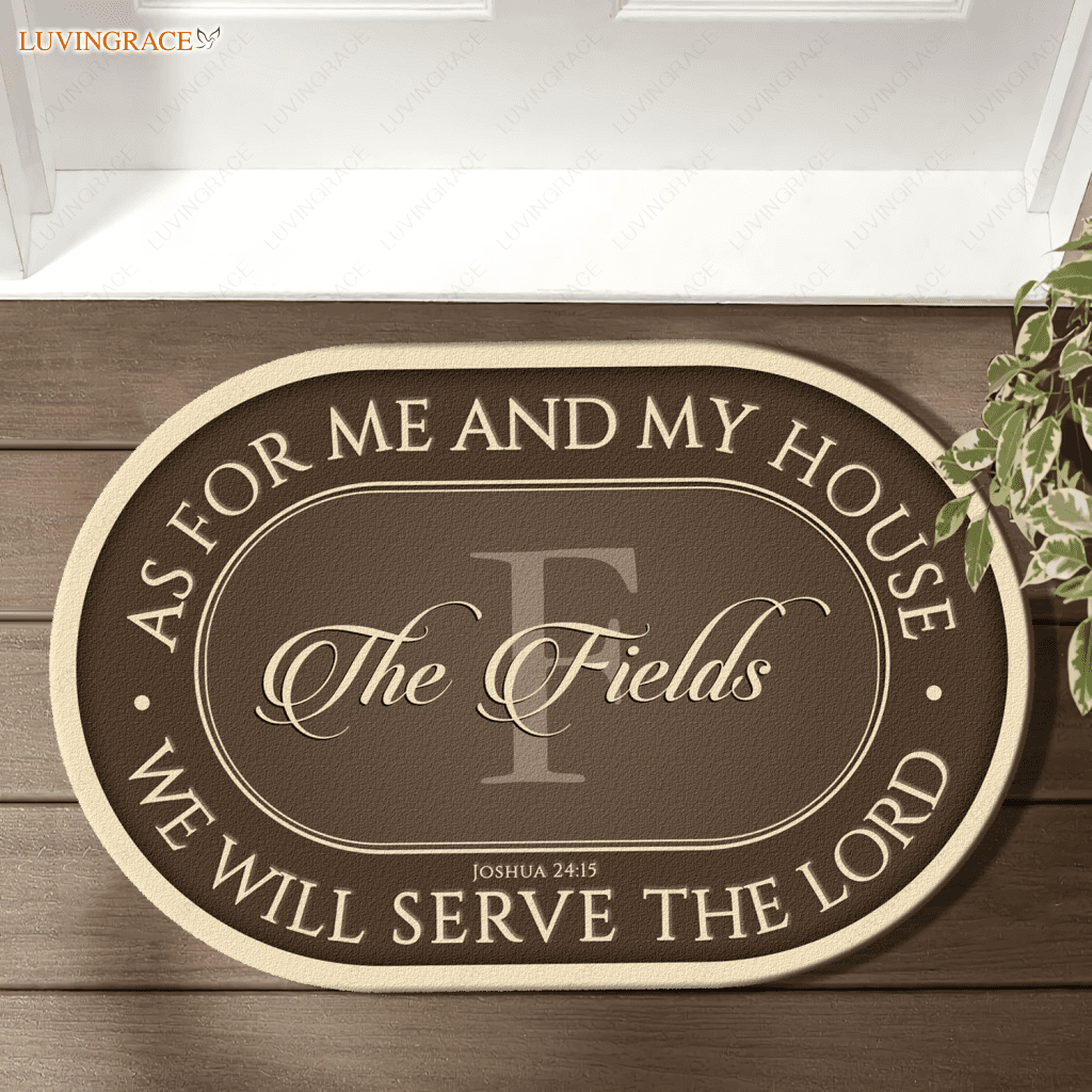 Personalized Serve The Lord Brown Shaped Doormat