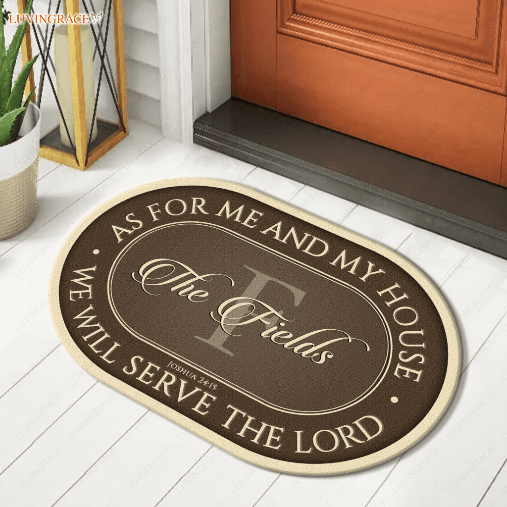 Personalized Serve The Lord Brown Shaped Doormat