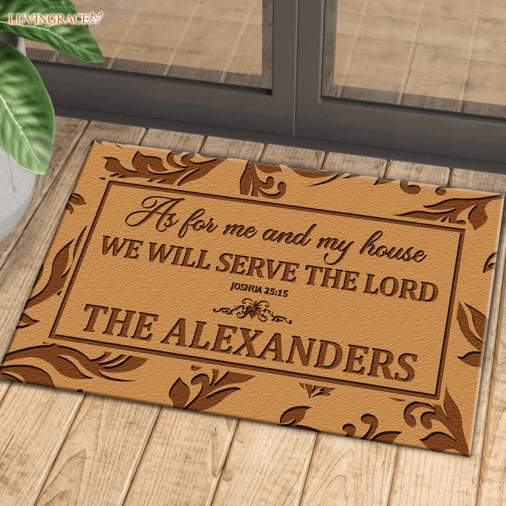 Personalized Serve The Lord Elegant Modern Doormat