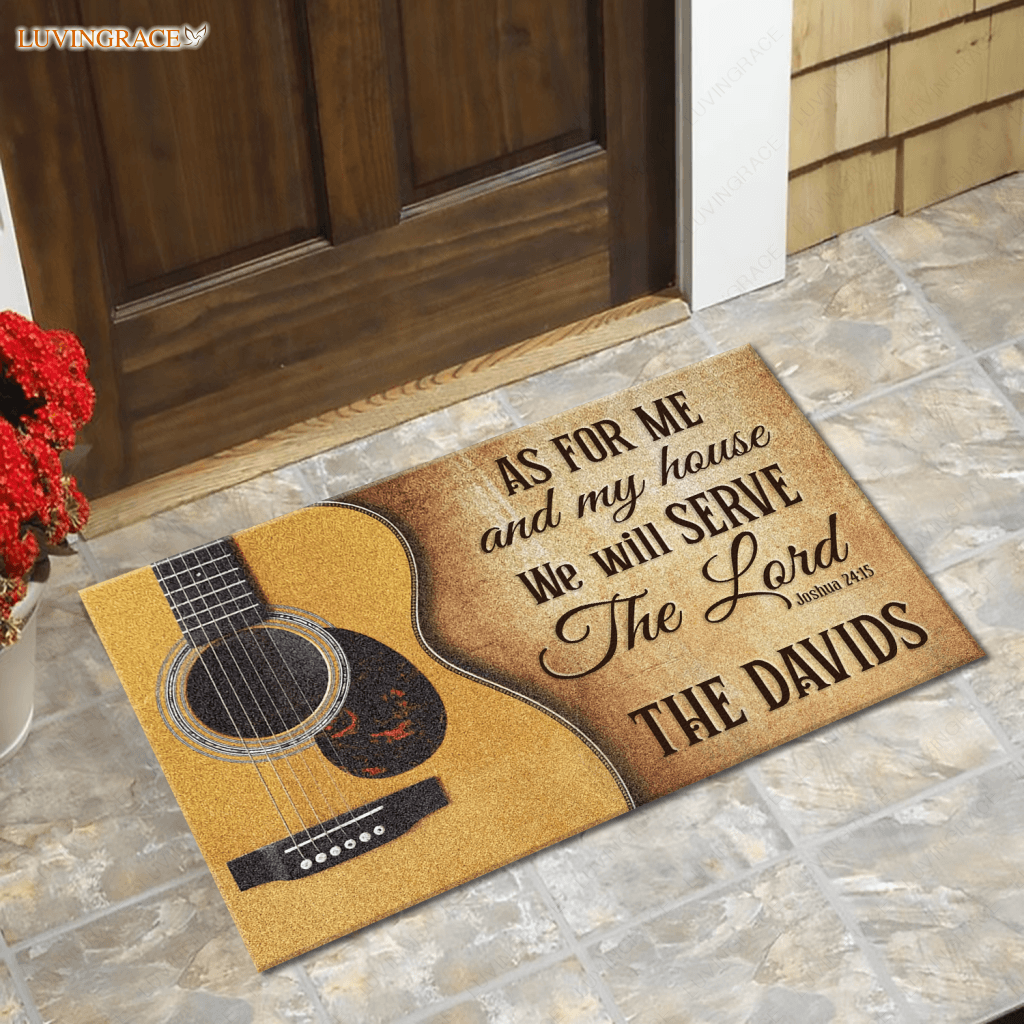 Personalized Serve The Lord Guitar Doormat