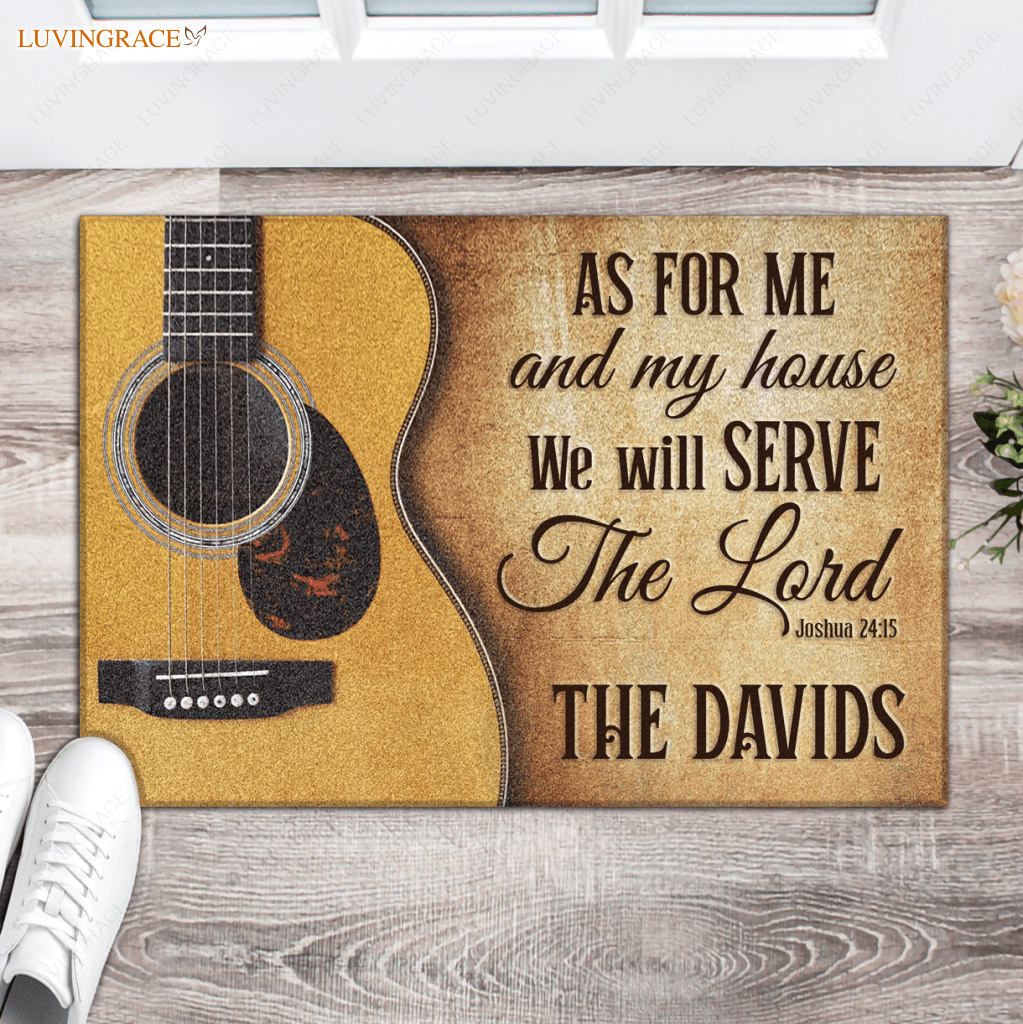 Personalized Serve The Lord Guitar Doormat
