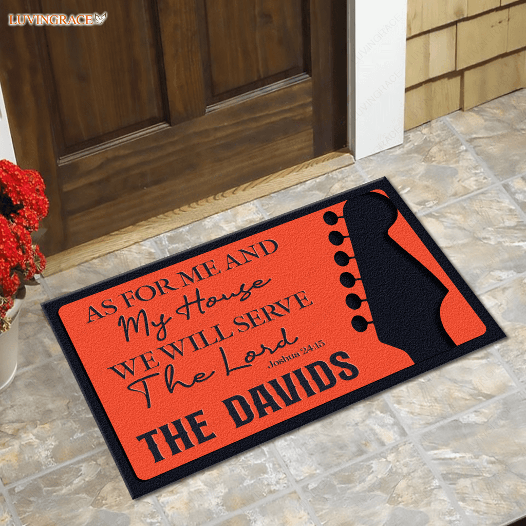 Personalized Serve The Lord Guitar Lover Doormat