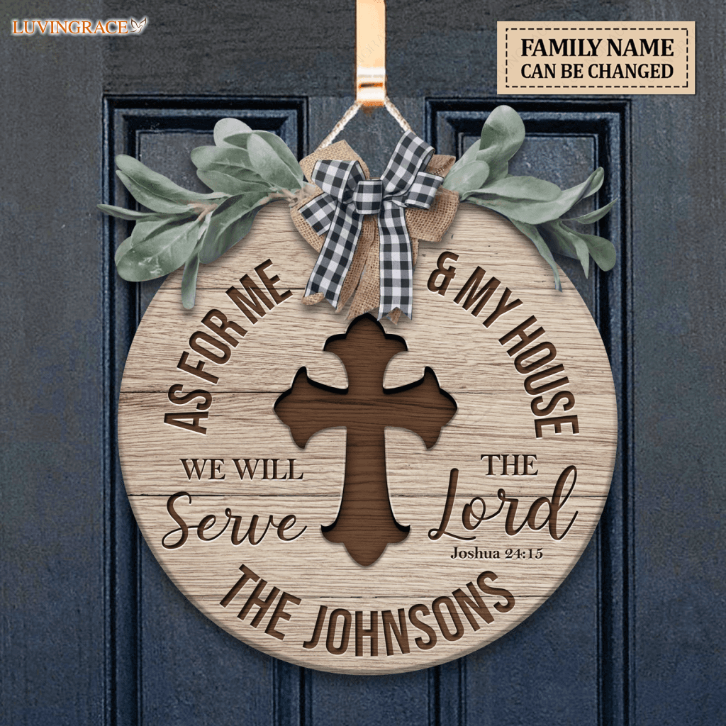 Personalized Serve The Lord Wood Circle Sign