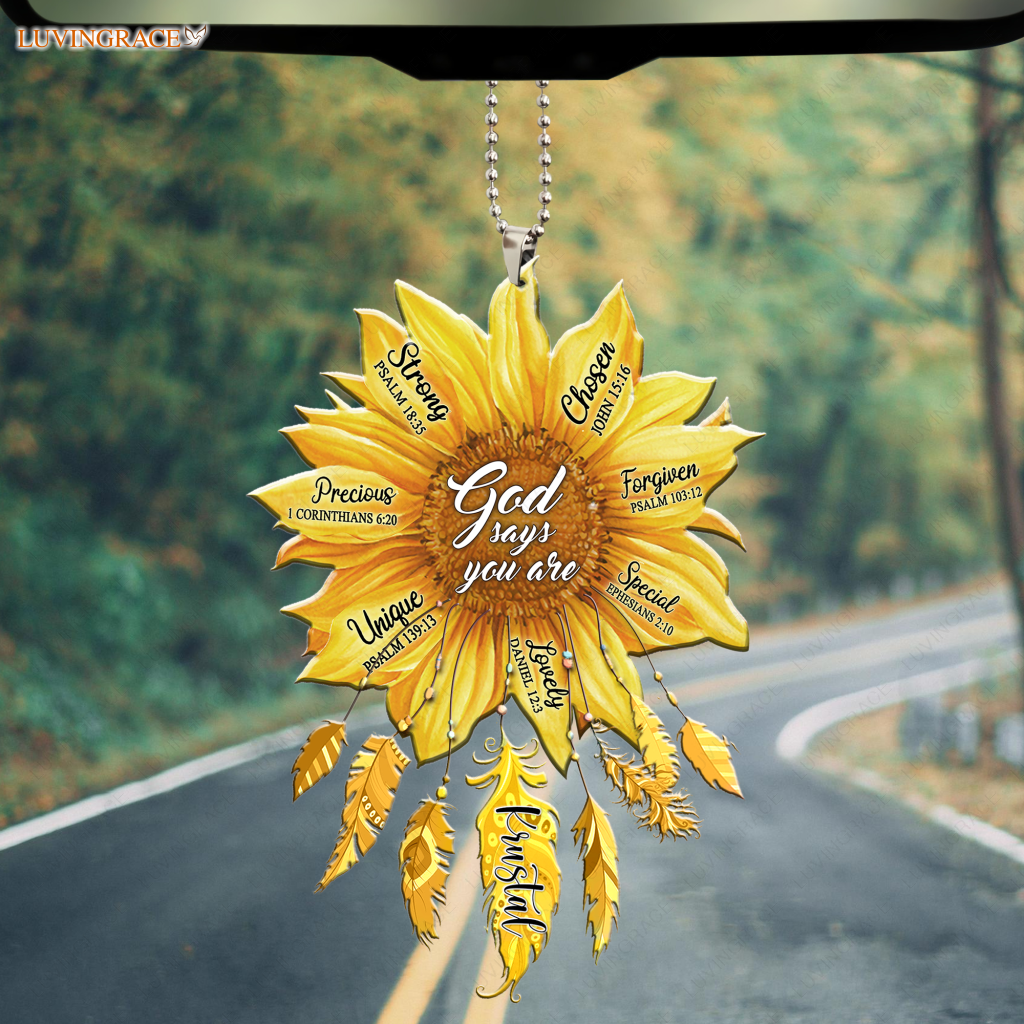 Personalized Sunflower Feather God Says You Are Ornament