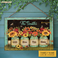 Personalized Sunflower Jars Bless This Home Wood Rectangle Sign