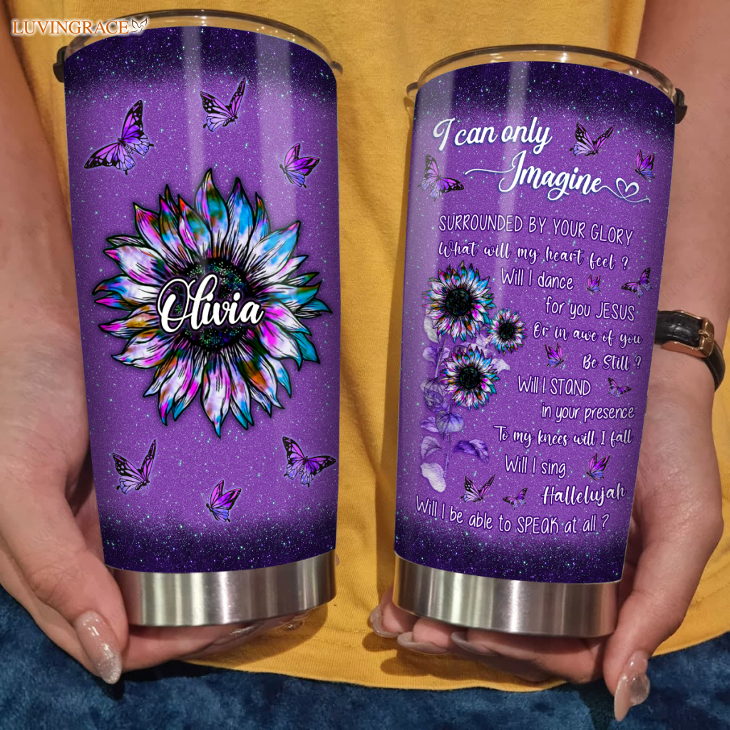 Personalized Sunflower Silhouette Surrounded By The Glory Tumbler