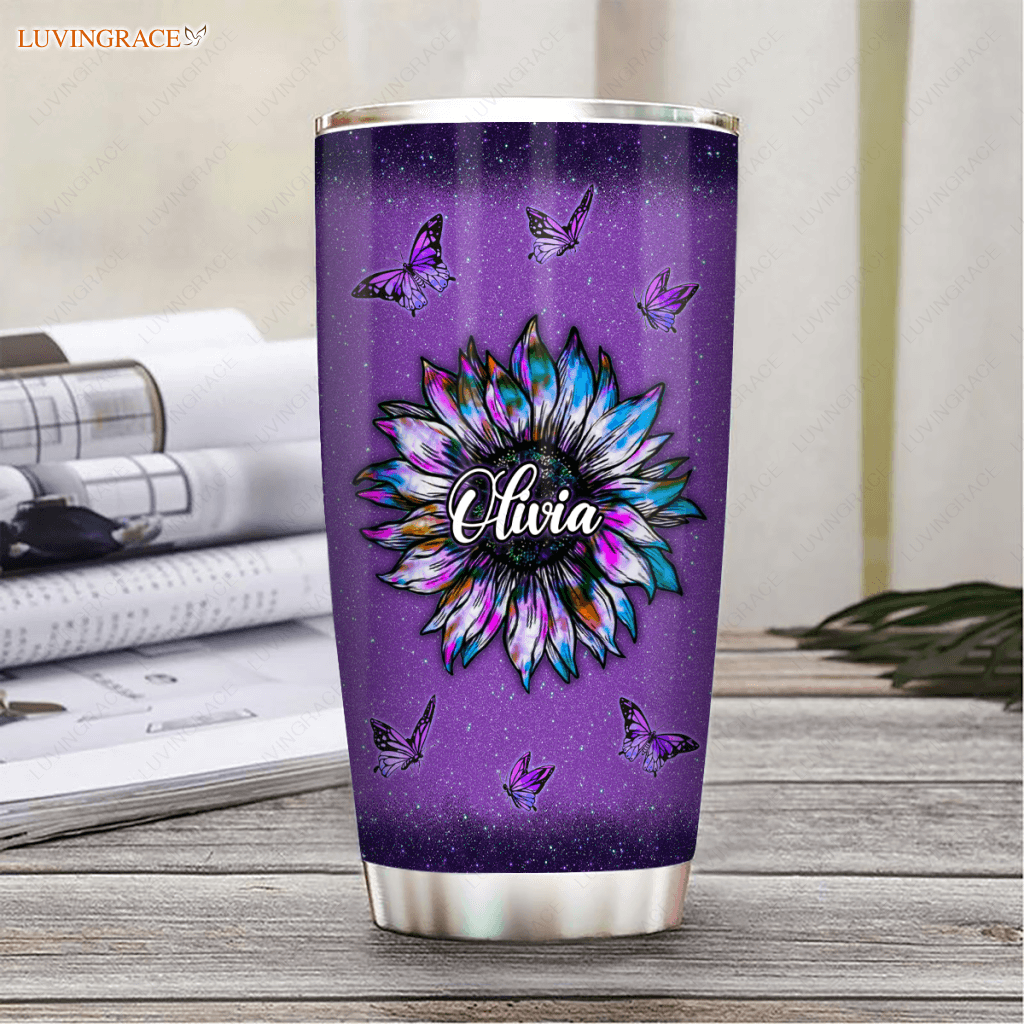 Personalized Sunflower Silhouette Surrounded By The Glory Tumbler
