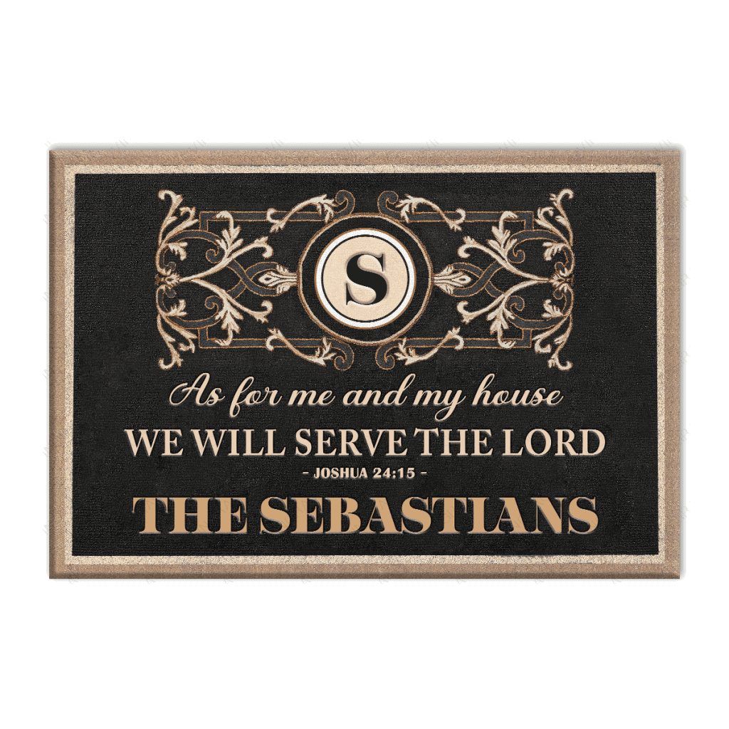 Personalized The Lord Me And My House Will Serve Monogrammed Doormat