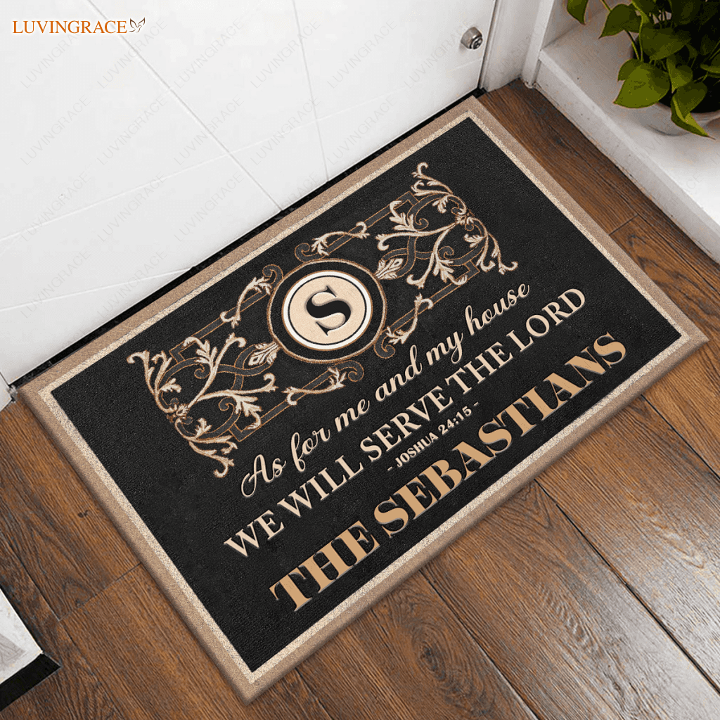 Personalized The Lord Me And My House Will Serve Monogrammed Doormat