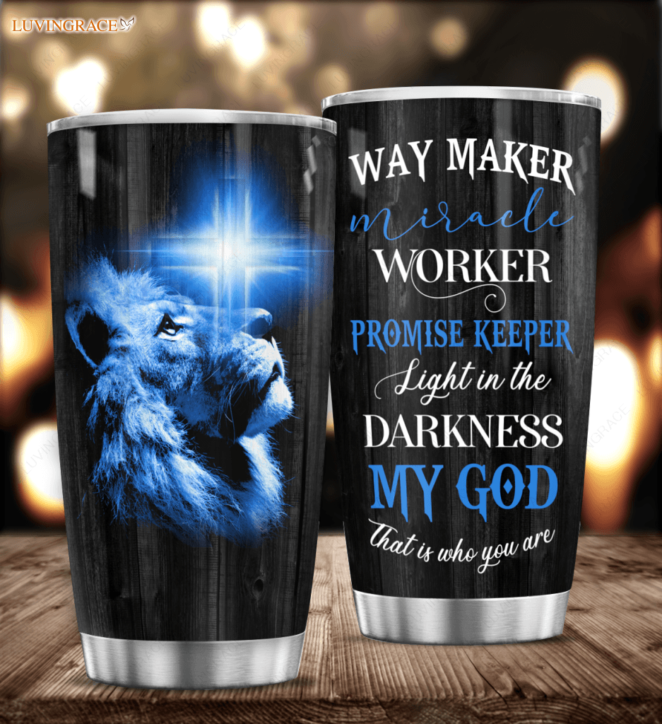 Personalized Tumbler Lion And Cross Way Maker Tumbler