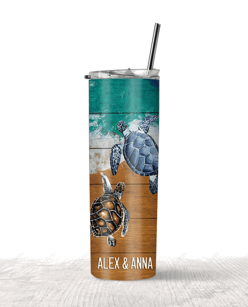 Personalized Turtle god bless Skinny Tumbler