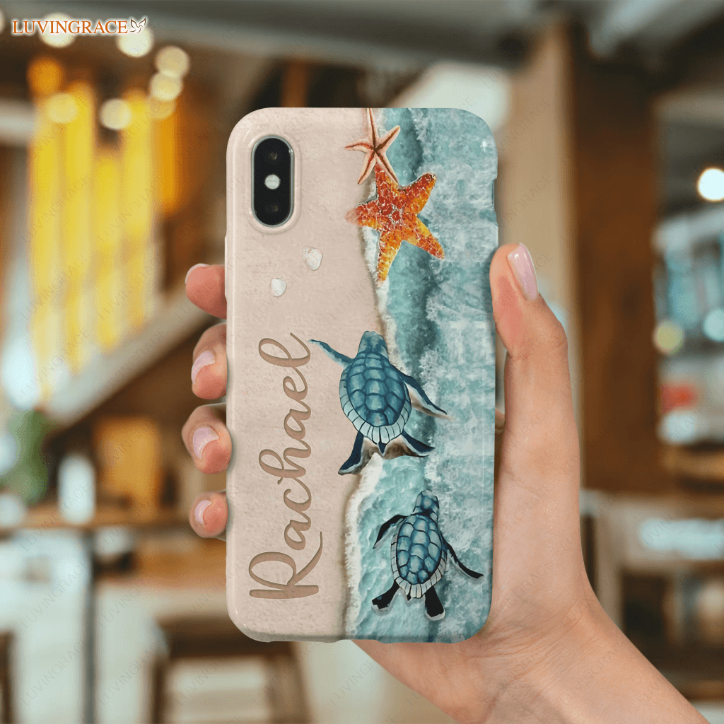 Personalized Turtle On The Beach Be Still Phone Case