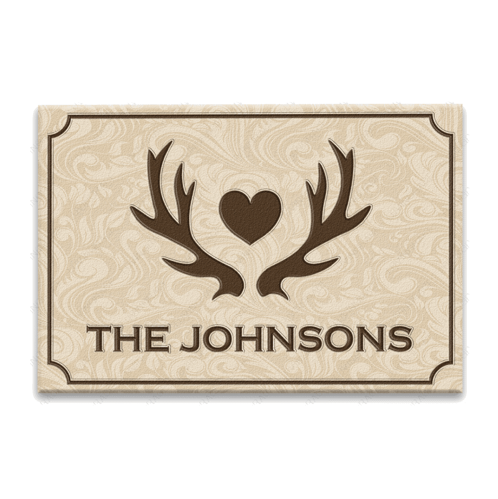 Personalized Vintage Country Deer Antlers Doormat