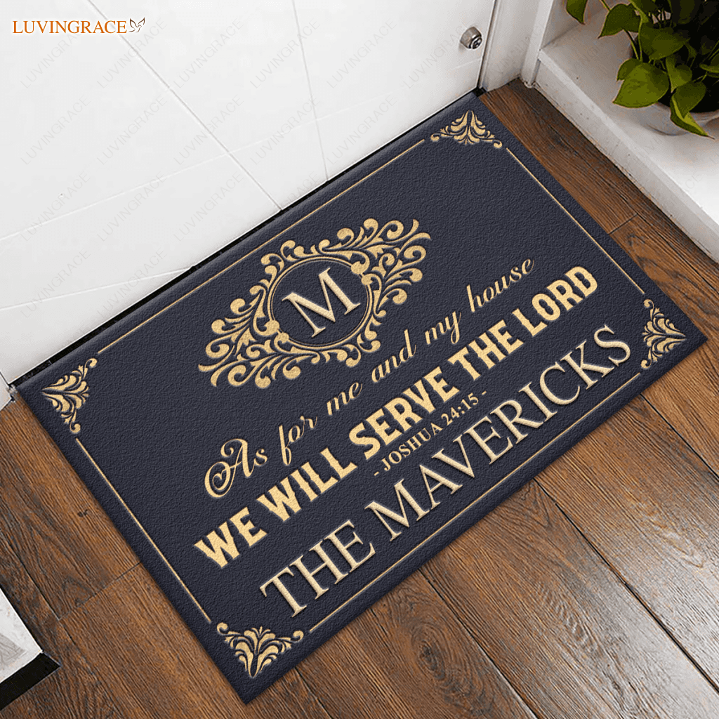 Personalized Vintage Luxury Monogram Template Serve The Lord Doormat