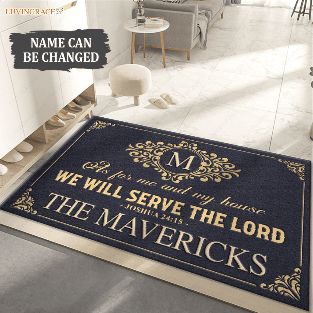 Personalized Vintage Luxury Monogram Template Serve The Lord Doormat