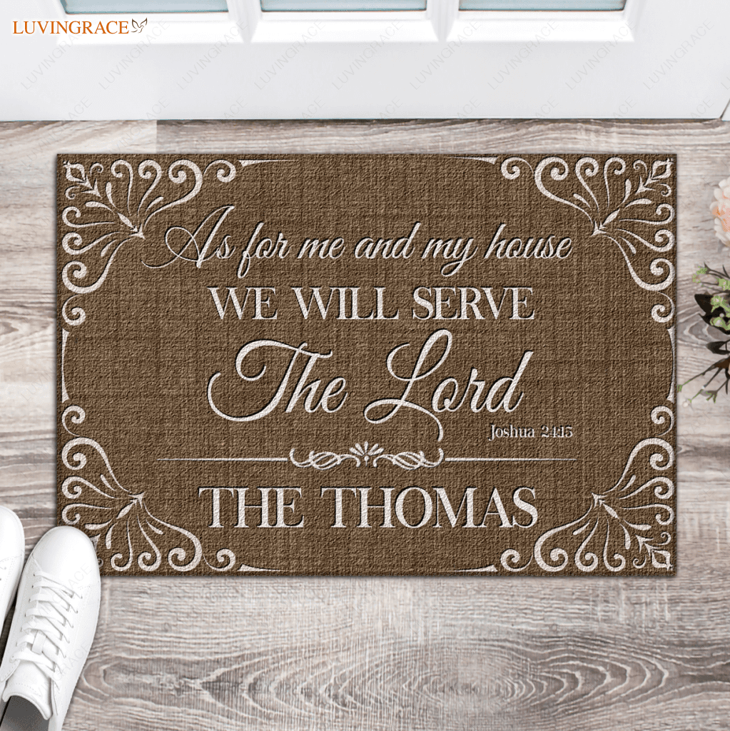 Personalized Vintage Rustic Family Serve The Lord Doormat
