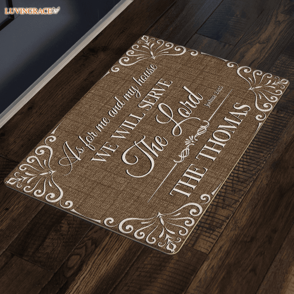 Personalized Vintage Rustic Family Serve The Lord Doormat