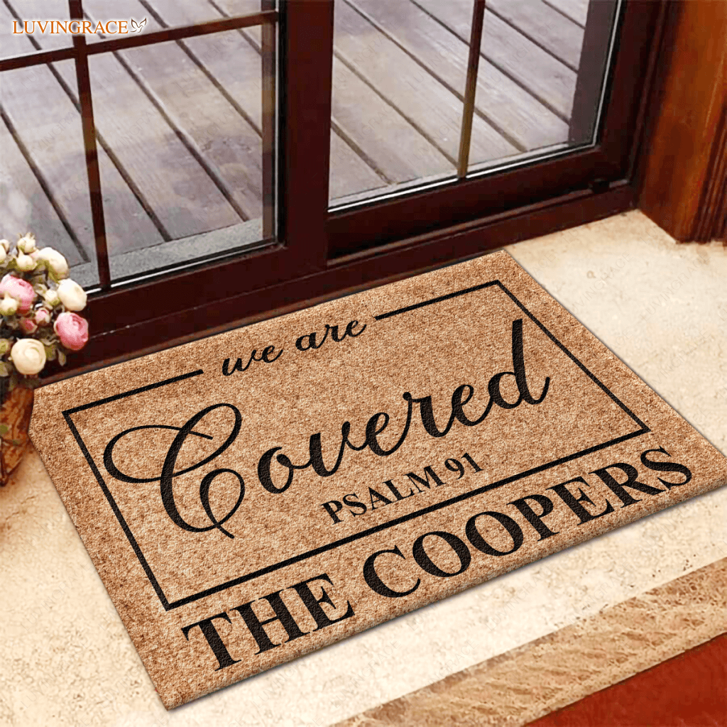 Personalized We Are Covered Psalm 91 Doormat
