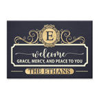 Personalized Welcome Grace Mercy And Peace Elegant Family Home Doormat