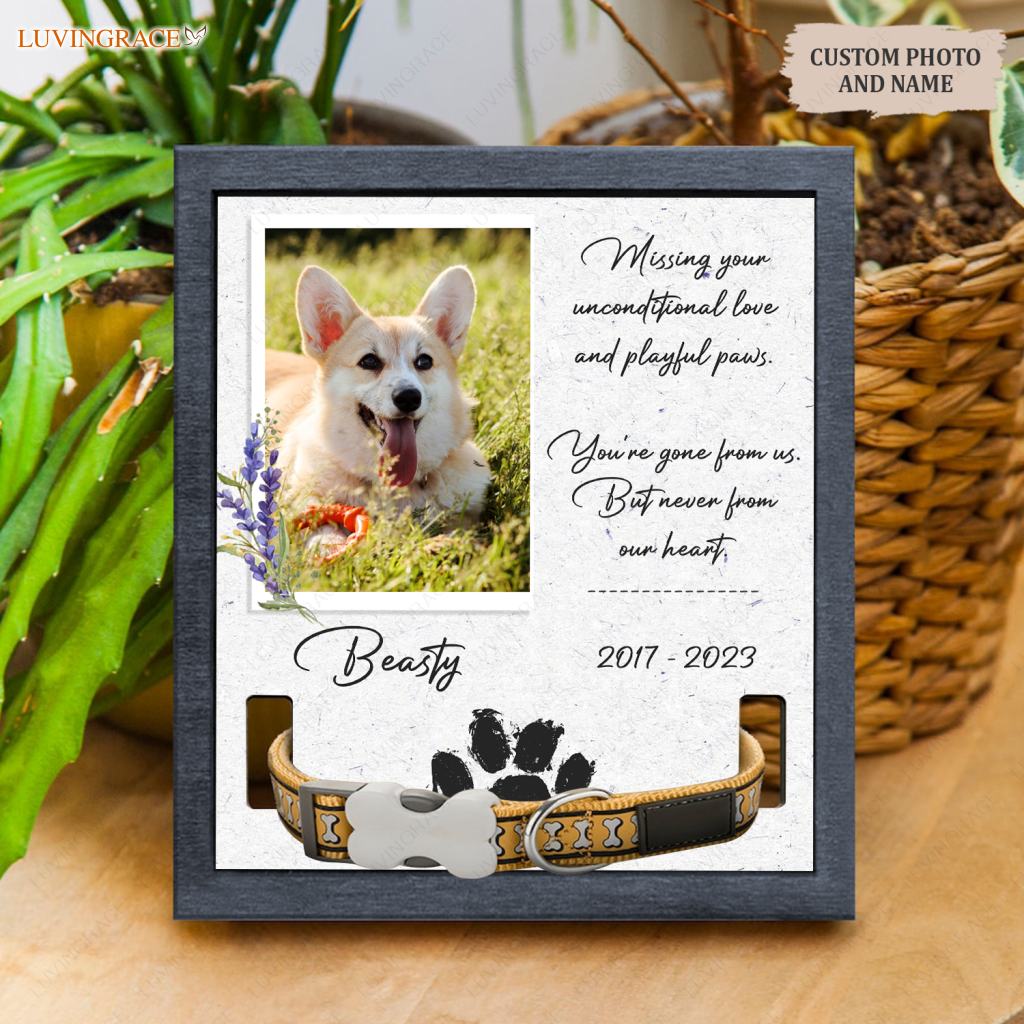 Pet Photo Flower Missing Your Unconditional Love - Personalized Custom Memorial Sign Acrylic Table