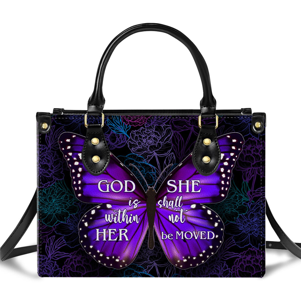 She Will Not Fall Personalized Zippered Leather Handbag With Handle Christian Gift Religious Gift For Women