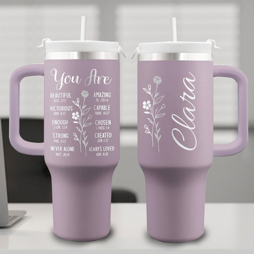 Christian 40oz Tumbler Travel Cup - Birthday, Christmas Gifts for Women - Religious, Self Care Inspiration Gifts