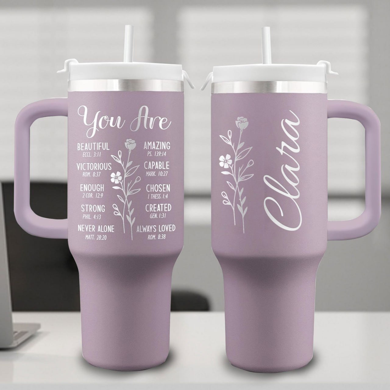 Christian 40oz Tumbler Travel Cup - Birthday, Christmas Gifts for Women - Religious, Self Care Inspiration Gifts
