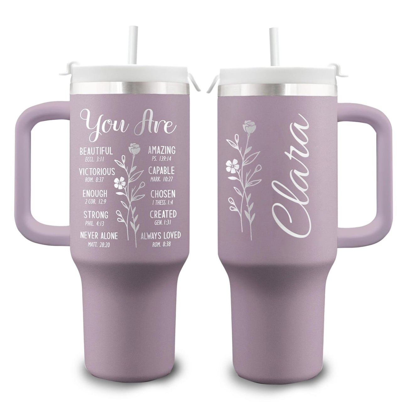 Christian 40oz Tumbler Travel Cup - Birthday, Christmas Gifts for Women - Religious, Self Care Inspiration Gifts