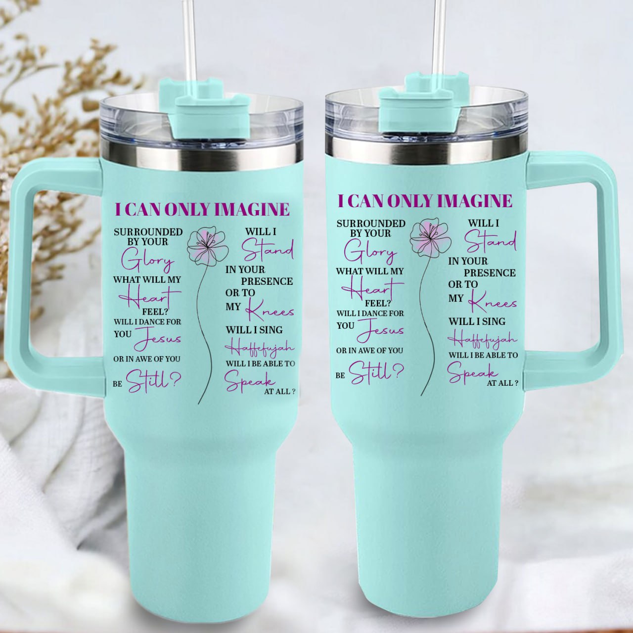 Surrounded By Your Glory 40oz Tumbler Travel Cup - Birthday, Christmas Gifts for Women - Religious, Self Care Inspiration Gifts