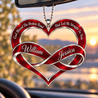 Personalized Couple Heart Infinity Ornament – Custom Names Forever Love Car Hanging Ornament, Romantic Gift for Couples