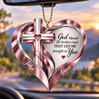 Personalized Names Memorial Cross God Heart Car Ornament - Gift for Jesus Lovers