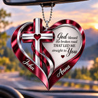 Personalized Names Memorial Cross God Heart Car Ornament - Gift for Jesus Lovers