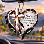 Personalized Names Memorial Cross God Heart Car Ornament - Gift for Jesus Lovers