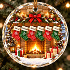 Personalized Round Glass Ornament - Christmas Stocking & Fireplace Gift