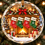 Personalized Round Glass Ornament - Christmas Stocking & Fireplace Gift