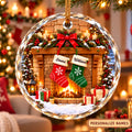 Personalized Round Glass Ornament - Christmas Stocking & Fireplace Gift