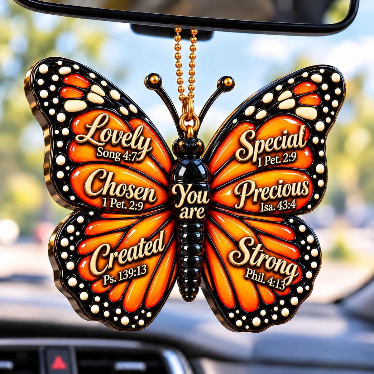 3D Raised Monarch Butterfly Bible Verse Ornament