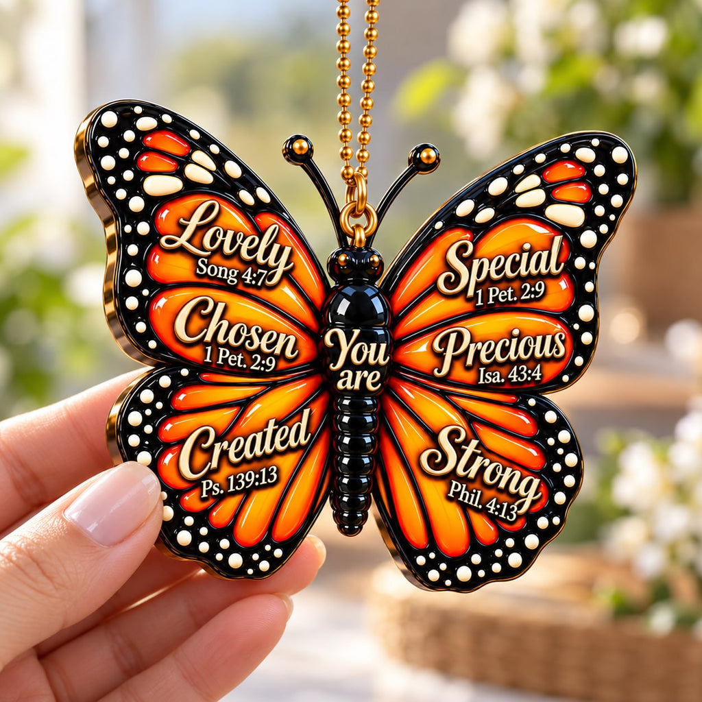 3D Raised Monarch Butterfly Bible Verse Ornament