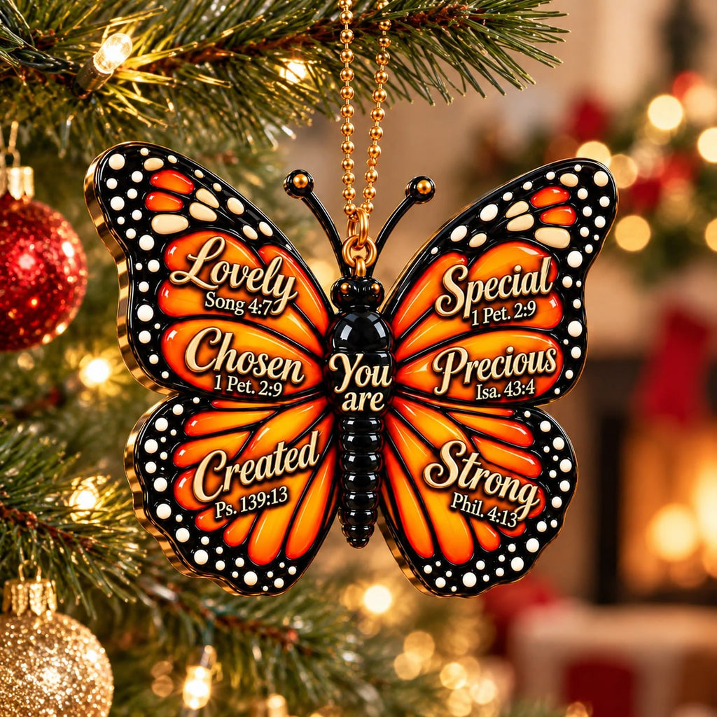 3D Raised Monarch Butterfly Bible Verse Ornament