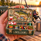 3D Raised Personalized Fishing Tackle Box Christmas Ornament