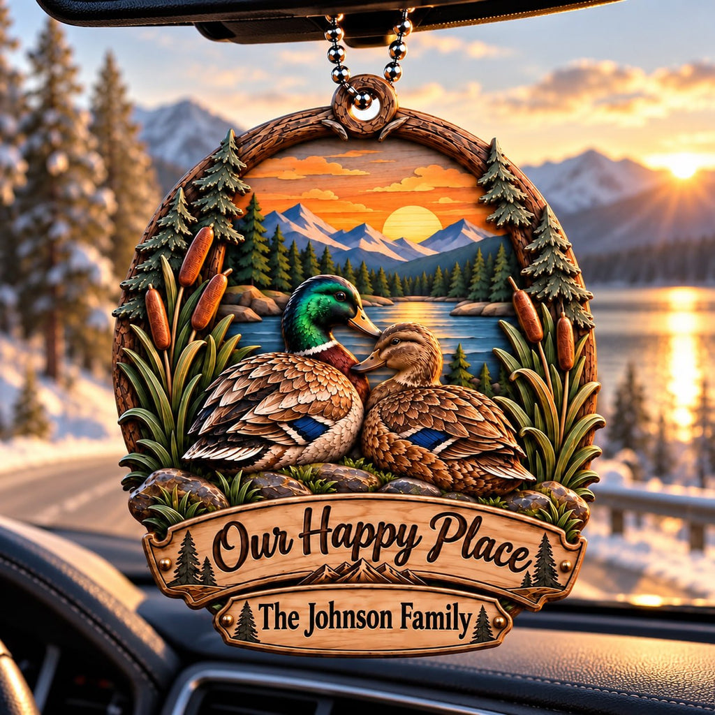 3D Raised Personalized Name Duck Family Christmas Ornament