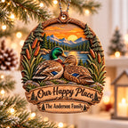 3D Raised Personalized Name Duck Family Christmas Ornament