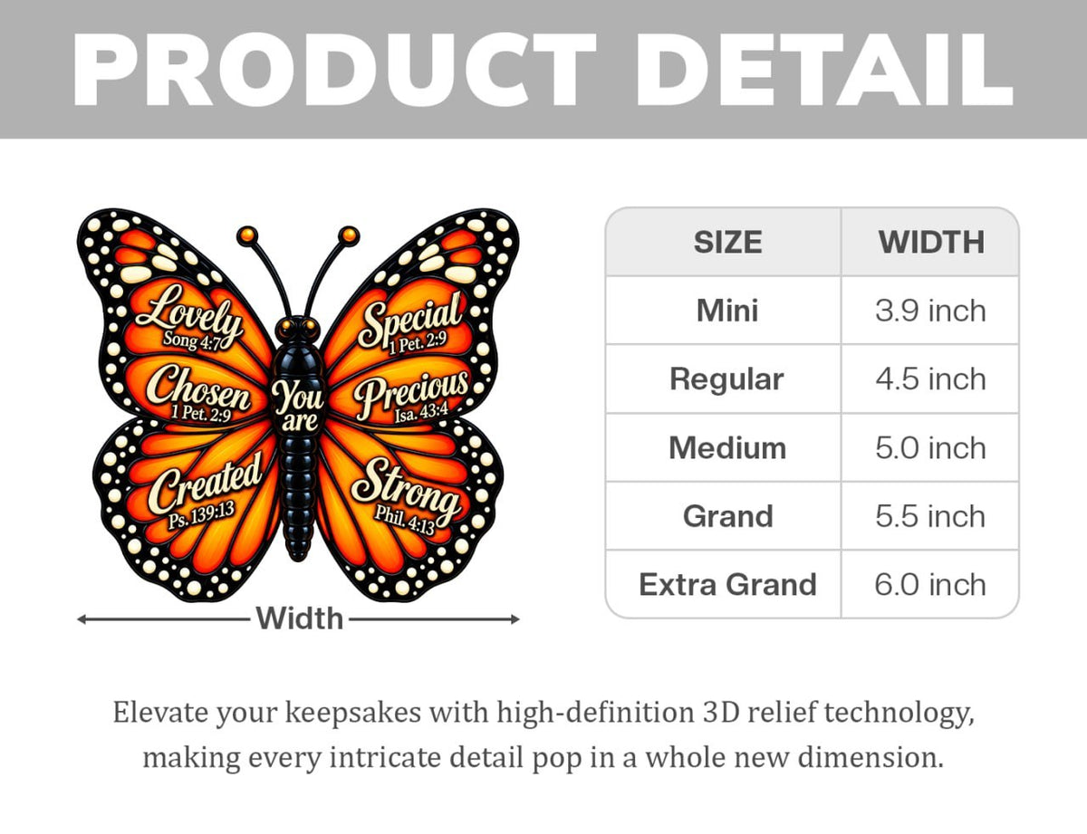 3D Raised Monarch Butterfly Bible Verse Ornament