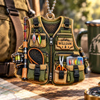 3D Raised Personalized Fishing Vest Christmas Ornament