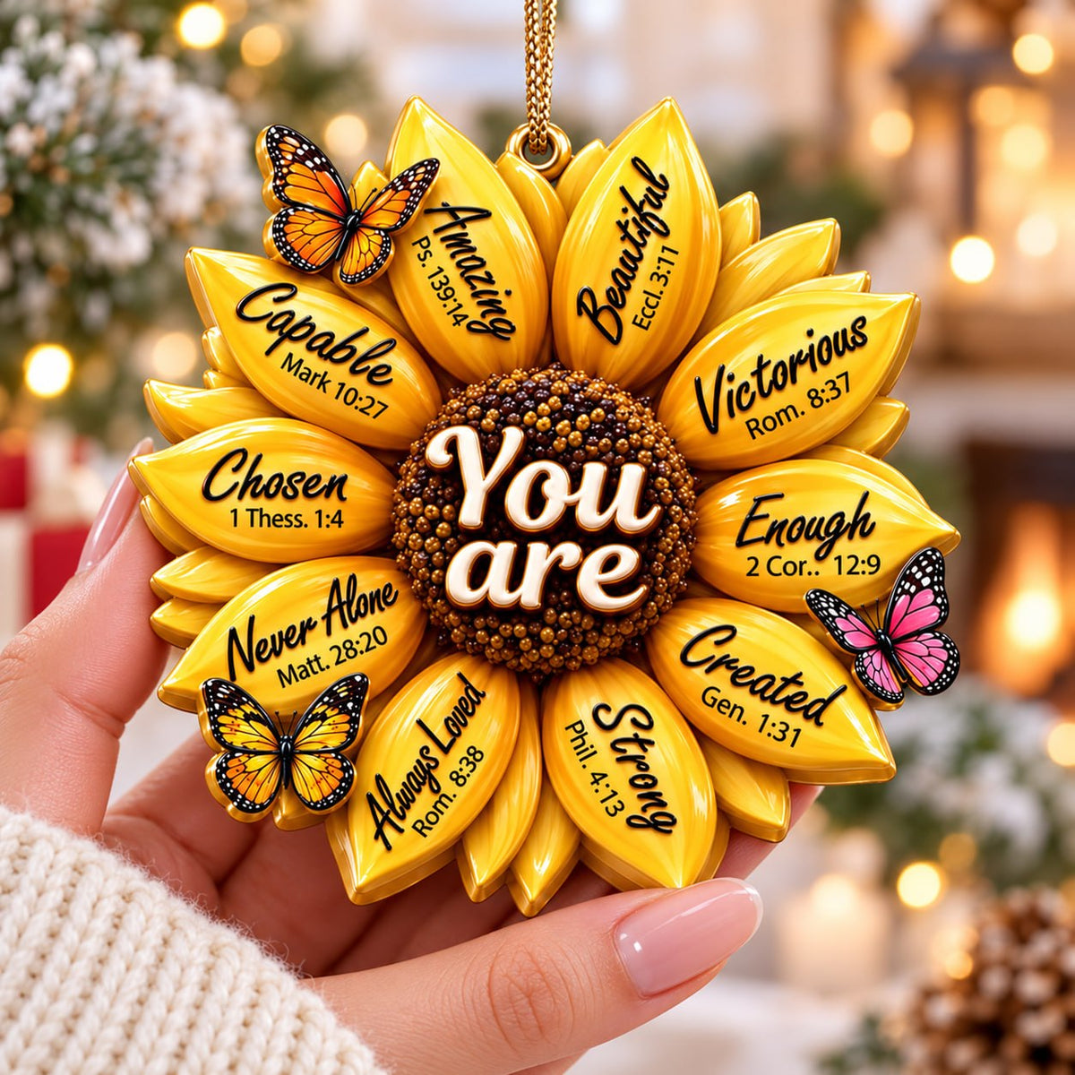 3D Raised Sunflower Bible Verse Ornament