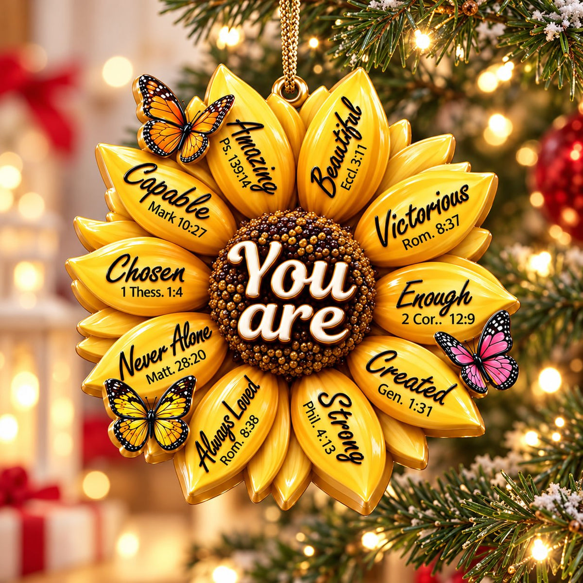 3D Raised Sunflower Bible Verse Ornament