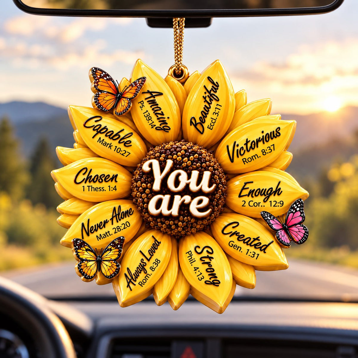 3D Raised Sunflower Bible Verse Ornament