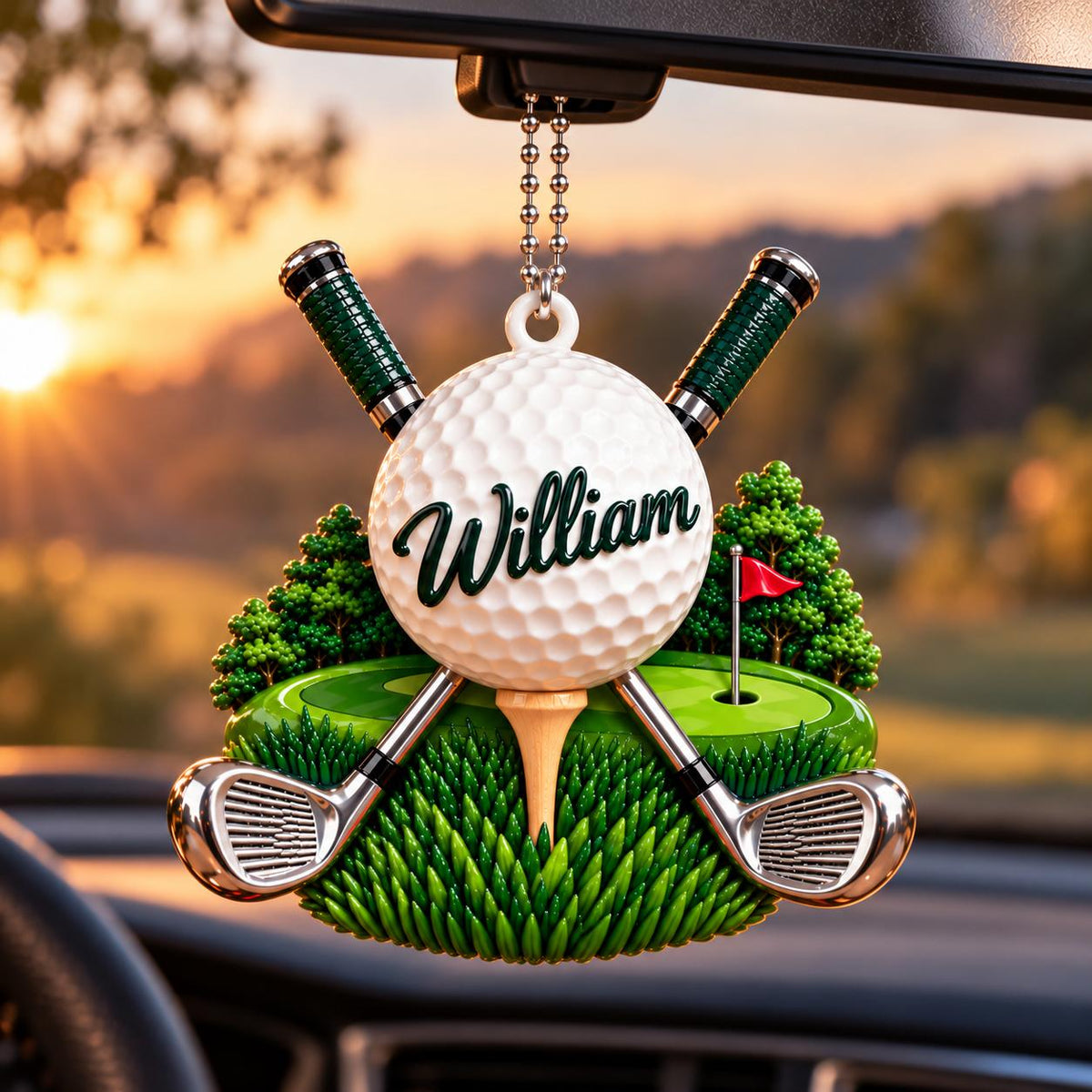 3D Raised Personalized Golf Ball Christmas Ornament