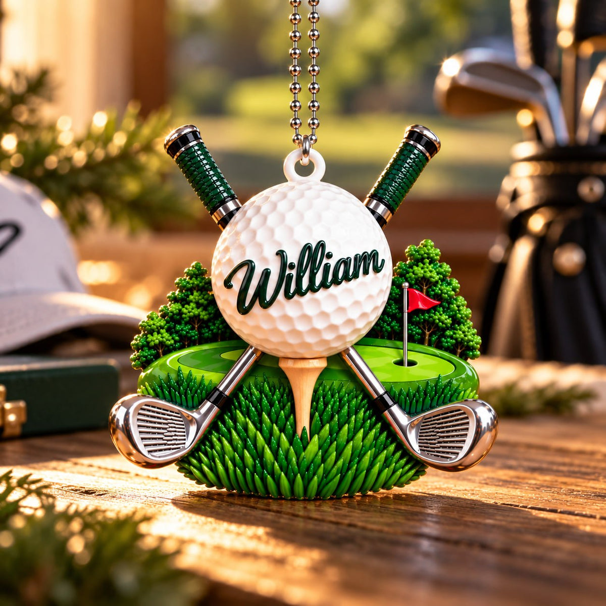 3D Raised Personalized Golf Ball Christmas Ornament
